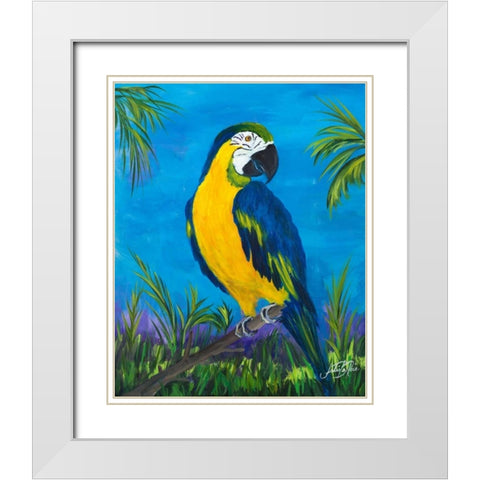 Island Birds II White Modern Wood Framed Art Print with Double Matting by DeRice, Julie