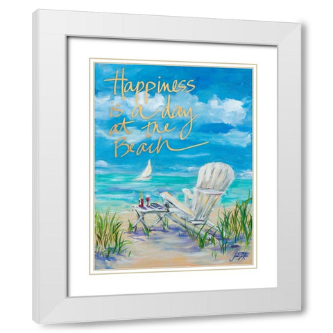 Beach Happiness White Modern Wood Framed Art Print with Double Matting by DeRice, Julie