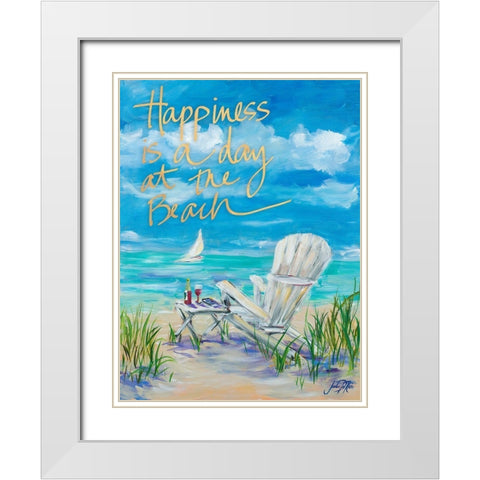 Beach Happiness White Modern Wood Framed Art Print with Double Matting by DeRice, Julie