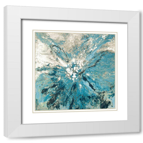 The Teal Sea White Modern Wood Framed Art Print with Double Matting by Mercado, M.