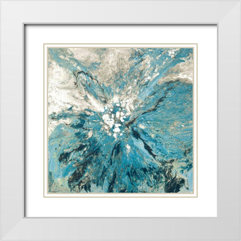 The Teal Sea White Modern Wood Framed Art Print with Double Matting by Mercado, M.