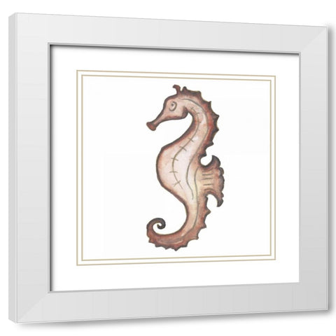 Coastal Icon Coral I White Modern Wood Framed Art Print with Double Matting by Medley, Elizabeth