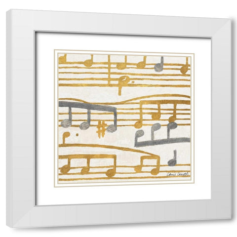 Music Stanzas II White Modern Wood Framed Art Print with Double Matting by Loreth, Lanie