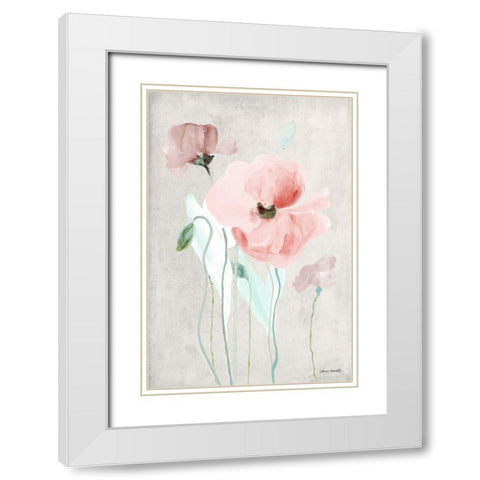 Soft Pink Poppies I White Modern Wood Framed Art Print with Double Matting by Loreth, Lanie