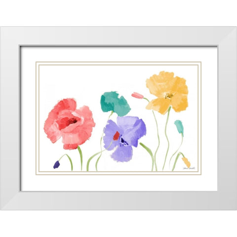 Colorful Blossom Beguile White Modern Wood Framed Art Print with Double Matting by Loreth, Lanie