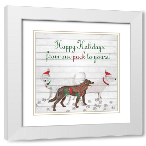 Wood Holiday Pack I White Modern Wood Framed Art Print with Double Matting by Metz, Andi