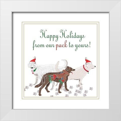 Woof Holiday Pack I White Modern Wood Framed Art Print with Double Matting by Metz, Andi