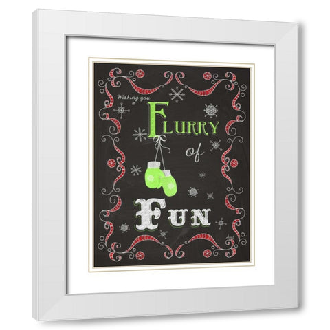 Let it Snow Chalk Art I White Modern Wood Framed Art Print with Double Matting by Metz, Andi