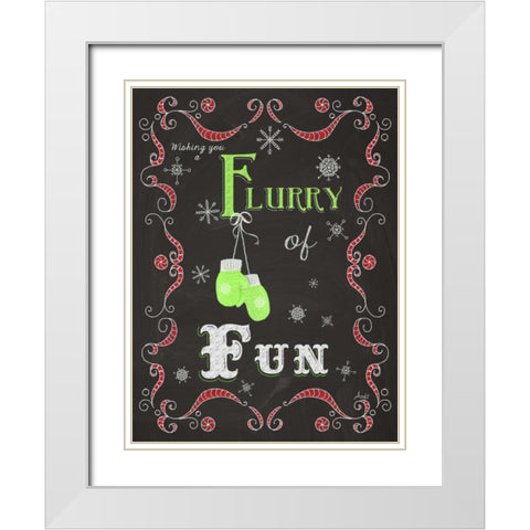 Let it Snow Chalk Art I White Modern Wood Framed Art Print with Double Matting by Metz, Andi