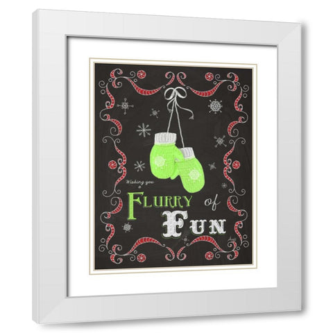 Let it Snow Chalk Art I White Modern Wood Framed Art Print with Double Matting by Metz, Andi