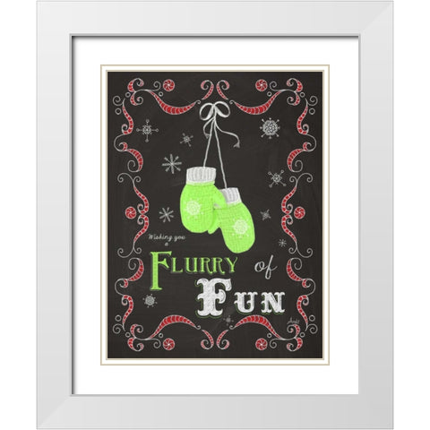 Let it Snow Chalk Art I White Modern Wood Framed Art Print with Double Matting by Metz, Andi