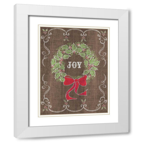 Noel Burlap Art III White Modern Wood Framed Art Print with Double Matting by Metz, Andi