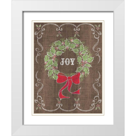 Noel Burlap Art III White Modern Wood Framed Art Print with Double Matting by Metz, Andi