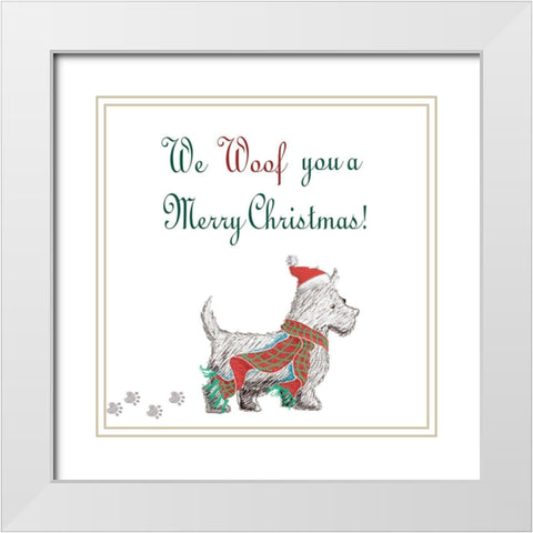 Woof Holiday Pack II White Modern Wood Framed Art Print with Double Matting by Metz, Andi
