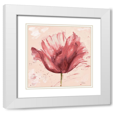 Flower in Pink White Modern Wood Framed Art Print with Double Matting by Pinto, Patricia