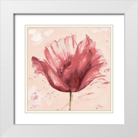 Flower in Pink White Modern Wood Framed Art Print with Double Matting by Pinto, Patricia