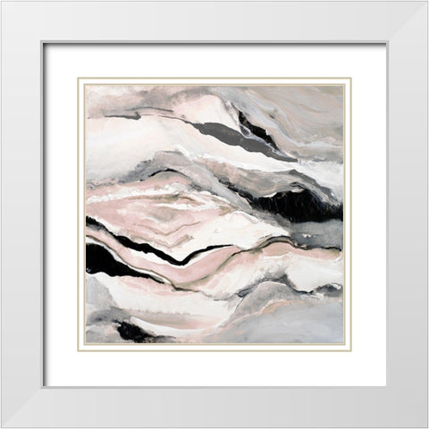 Pink Crystalline White Modern Wood Framed Art Print with Double Matting by Loreth, Lanie