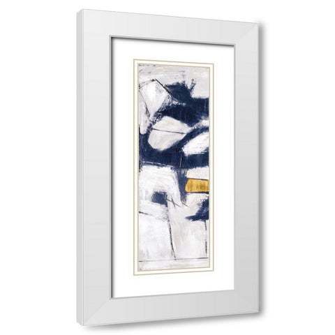 Golden Blue Shatters Panel I White Modern Wood Framed Art Print with Double Matting by Johnson, Walt