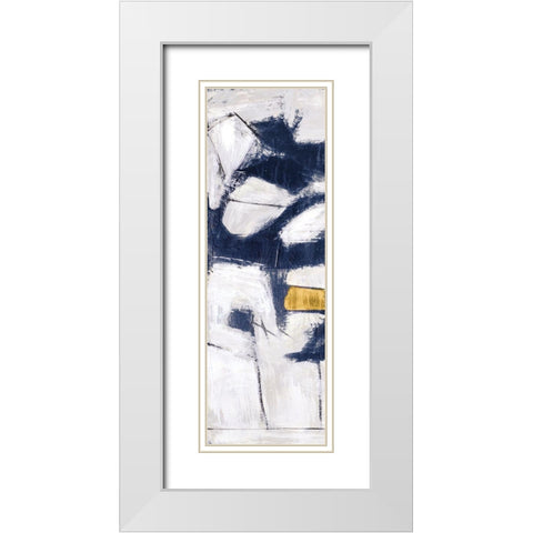 Golden Blue Shatters Panel I White Modern Wood Framed Art Print with Double Matting by Johnson, Walt