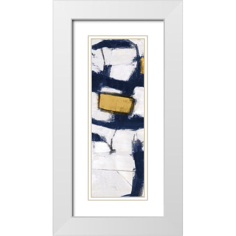 Golden Blue Shatters Panel III White Modern Wood Framed Art Print with Double Matting by Johnson, Walt