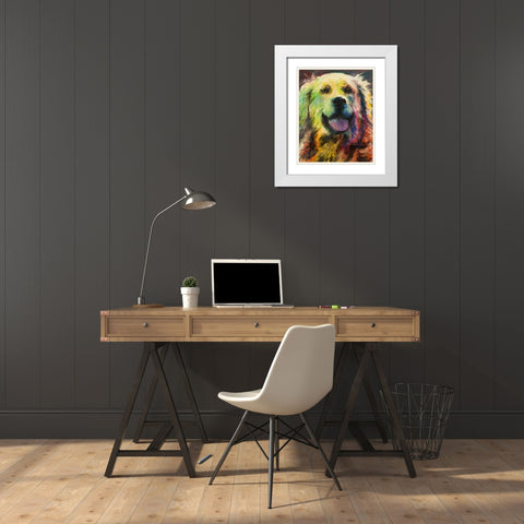 Happy Companion I White Modern Wood Framed Art Print with Double Matting by Johnson, Walt