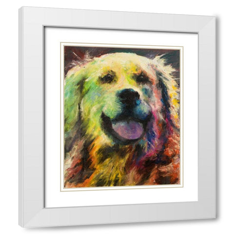 Happy Companion I White Modern Wood Framed Art Print with Double Matting by Johnson, Walt