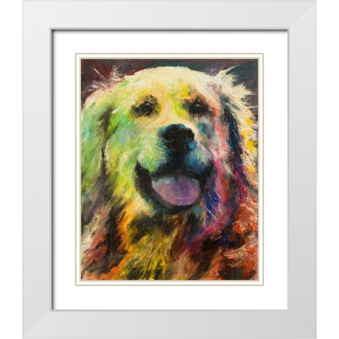 Happy Companion I White Modern Wood Framed Art Print with Double Matting by Johnson, Walt