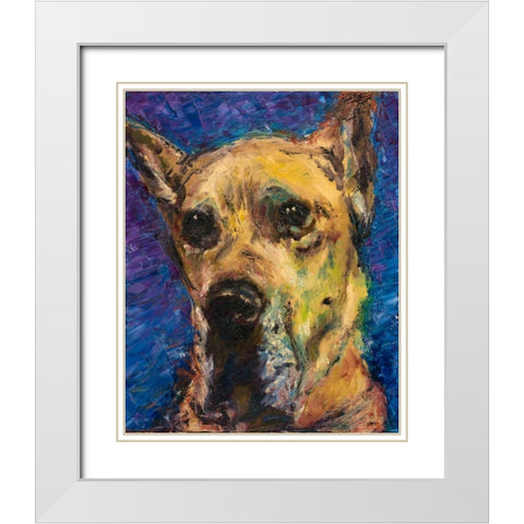 Happy Companion II White Modern Wood Framed Art Print with Double Matting by Johnson, Walt
