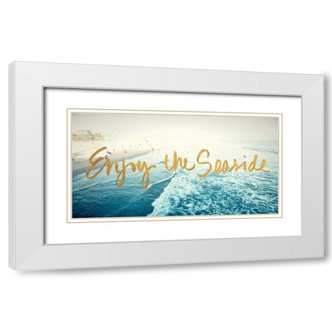 Enjoy The Seaside White Modern Wood Framed Art Print with Double Matting by Bryant, Susan
