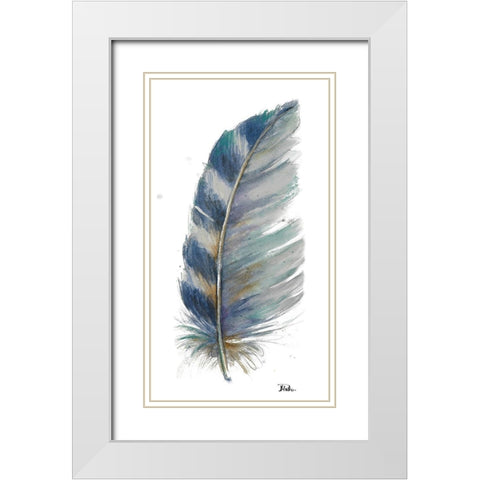 White Watercolor Feather I White Modern Wood Framed Art Print with Double Matting by Pinto, Patricia