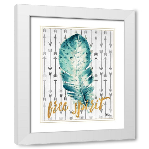 Free Spirit Feather White Modern Wood Framed Art Print with Double Matting by Pinto, Patricia