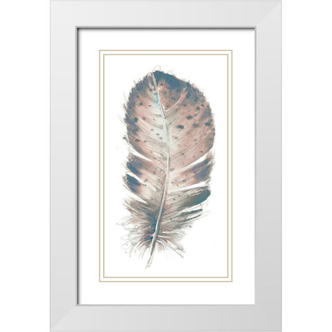 Pastel Feather I White Modern Wood Framed Art Print with Double Matting by Pinto, Patricia