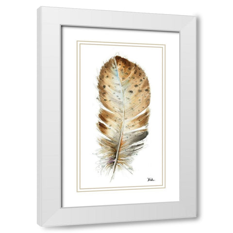 White Watercolor Feather II White Modern Wood Framed Art Print with Double Matting by Pinto, Patricia