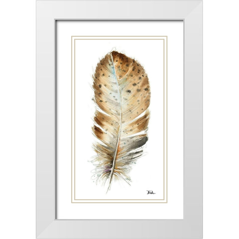 White Watercolor Feather II White Modern Wood Framed Art Print with Double Matting by Pinto, Patricia