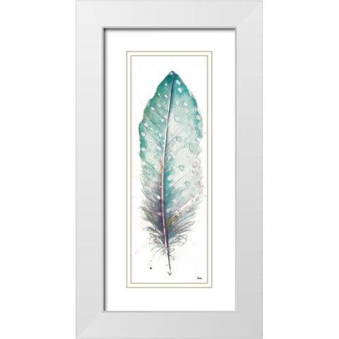 Watercolor Feather White I White Modern Wood Framed Art Print with Double Matting by Pinto, Patricia