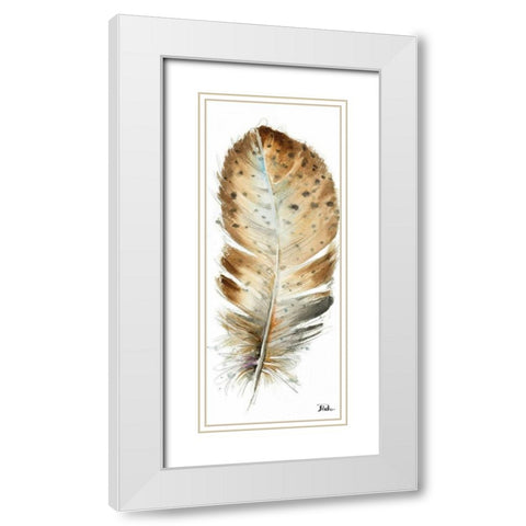 Watercolor Feather White III White Modern Wood Framed Art Print with Double Matting by Pinto, Patricia