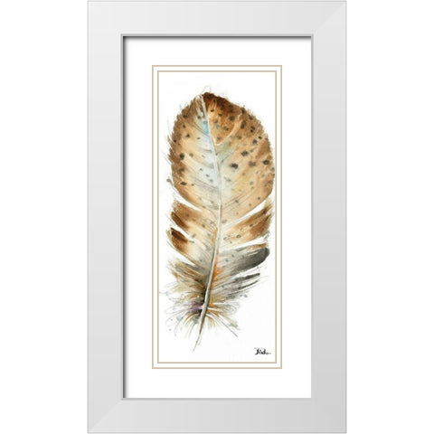 Watercolor Feather White III White Modern Wood Framed Art Print with Double Matting by Pinto, Patricia