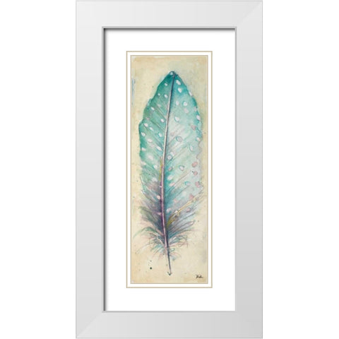 Watercolor Feather I White Modern Wood Framed Art Print with Double Matting by Pinto, Patricia