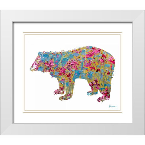 Colorful Bear White Modern Wood Framed Art Print with Double Matting by Coolick, Ann Marie