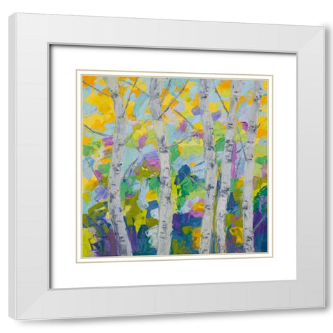 Dancing Birch Tree I White Modern Wood Framed Art Print with Double Matting by Coolick, Ann Marie