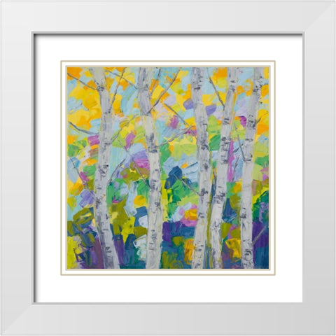 Dancing Birch Tree I White Modern Wood Framed Art Print with Double Matting by Coolick, Ann Marie
