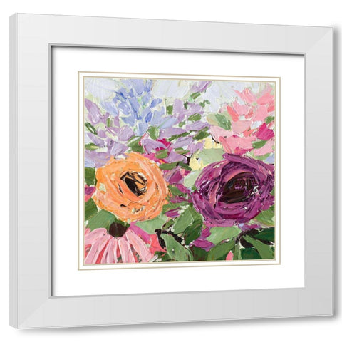 Floral Burst White Modern Wood Framed Art Print with Double Matting by Coolick, Ann Marie