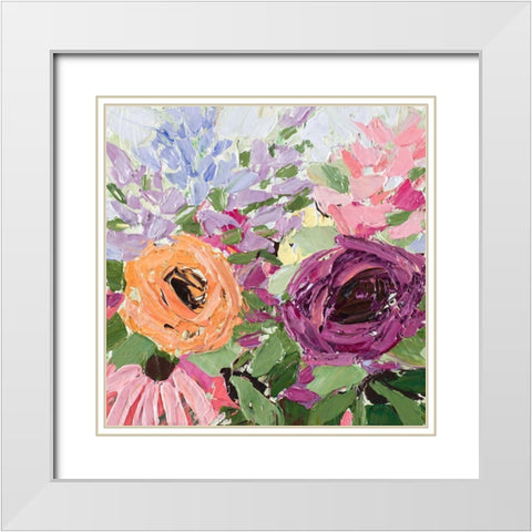 Floral Burst White Modern Wood Framed Art Print with Double Matting by Coolick, Ann Marie