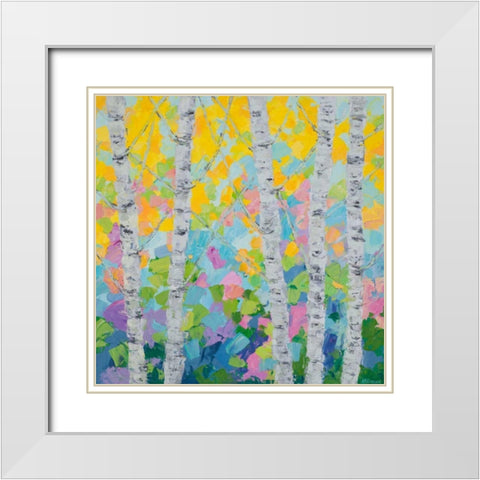 Dancing Birch Tree II White Modern Wood Framed Art Print with Double Matting by Coolick, Ann Marie