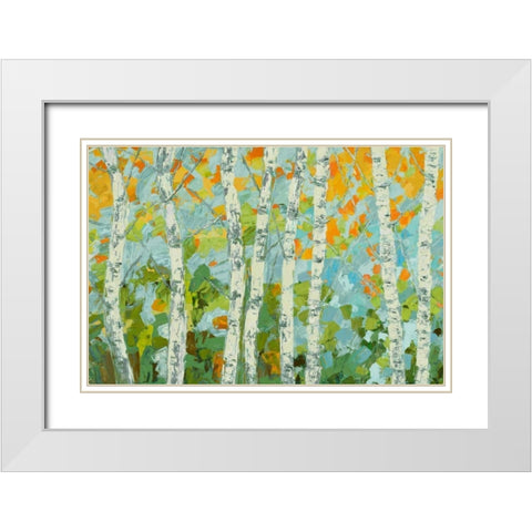 Autumn Dancing Birch Tree I White Modern Wood Framed Art Print with Double Matting by Coolick, Ann Marie
