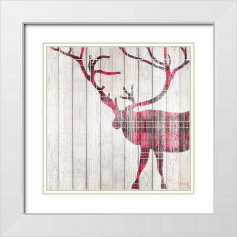 Red Rhizome Deer White Modern Wood Framed Art Print with Double Matting by Coolick, Ann Marie