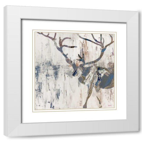 Neutral Rhizome Deer White Modern Wood Framed Art Print with Double Matting by Coolick, Ann Marie