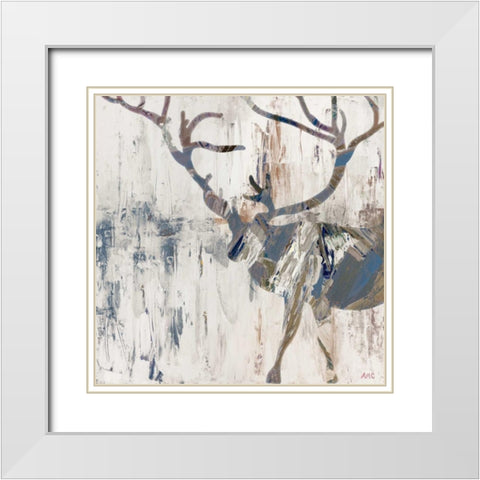Neutral Rhizome Deer White Modern Wood Framed Art Print with Double Matting by Coolick, Ann Marie