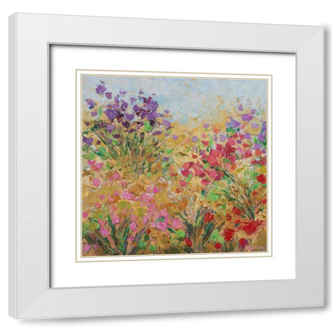 Floral Fields I White Modern Wood Framed Art Print with Double Matting by Coolick, Ann Marie