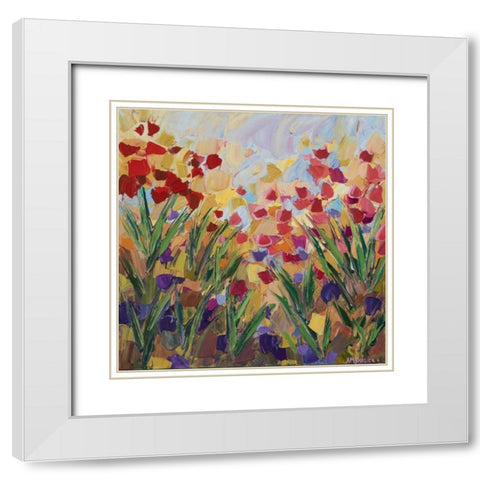 Floral Fields II White Modern Wood Framed Art Print with Double Matting by Coolick, Ann Marie